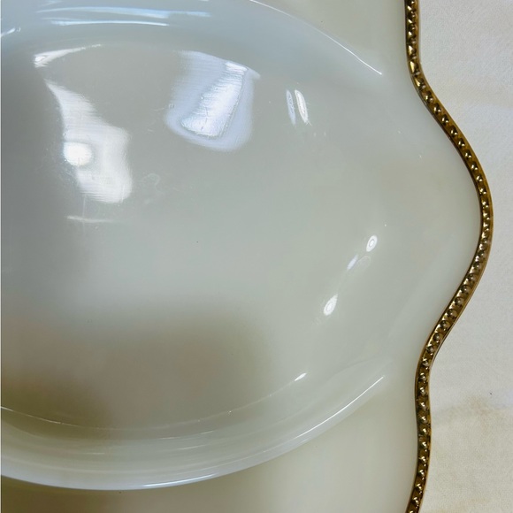 Vintage Fire King Anchor Hocking milk glass relish dish, gold gilded rims. - Picture 6 of 6